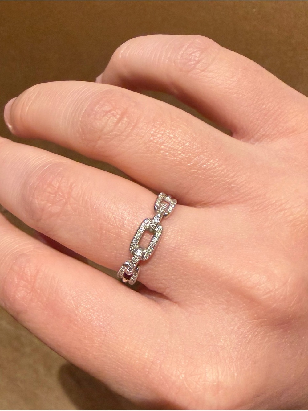 David Yurman Stax Chain Link Ring - 18K White Gold with Diamonds, 4.5mm - Picture 4 of 9